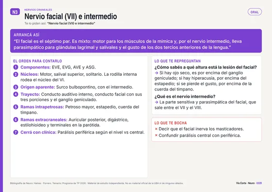 Tema 032, oral: nervio facial